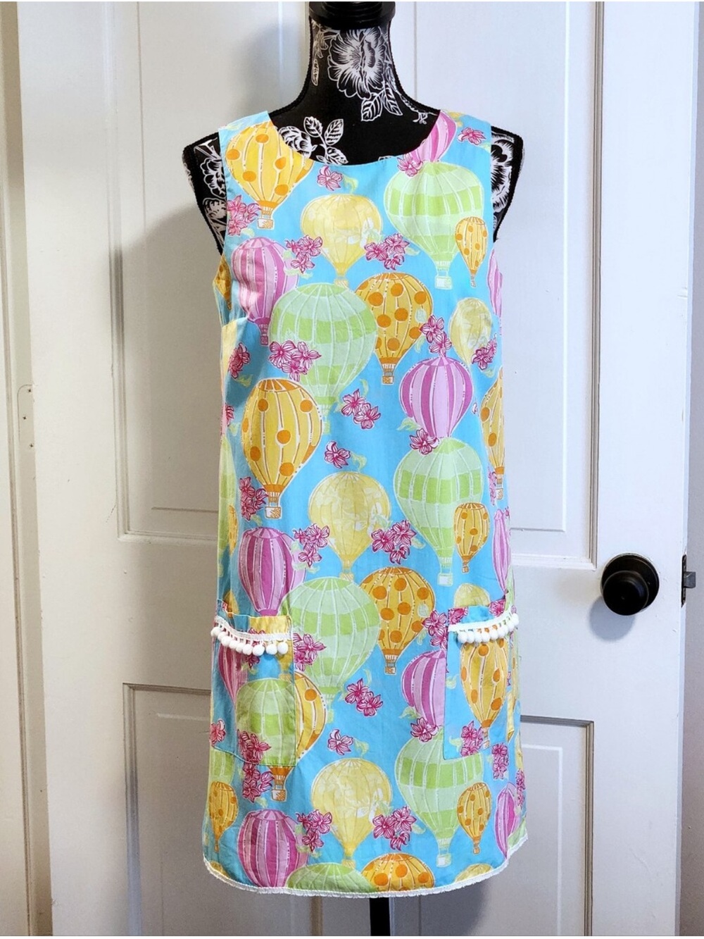 Girls Blue Hot Air Balloon Print Nightgown Pajama Dress